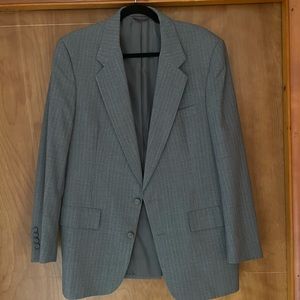 Vintage Christian Dior Men’s Suitcoat, Gray, Plaid Pinstripe